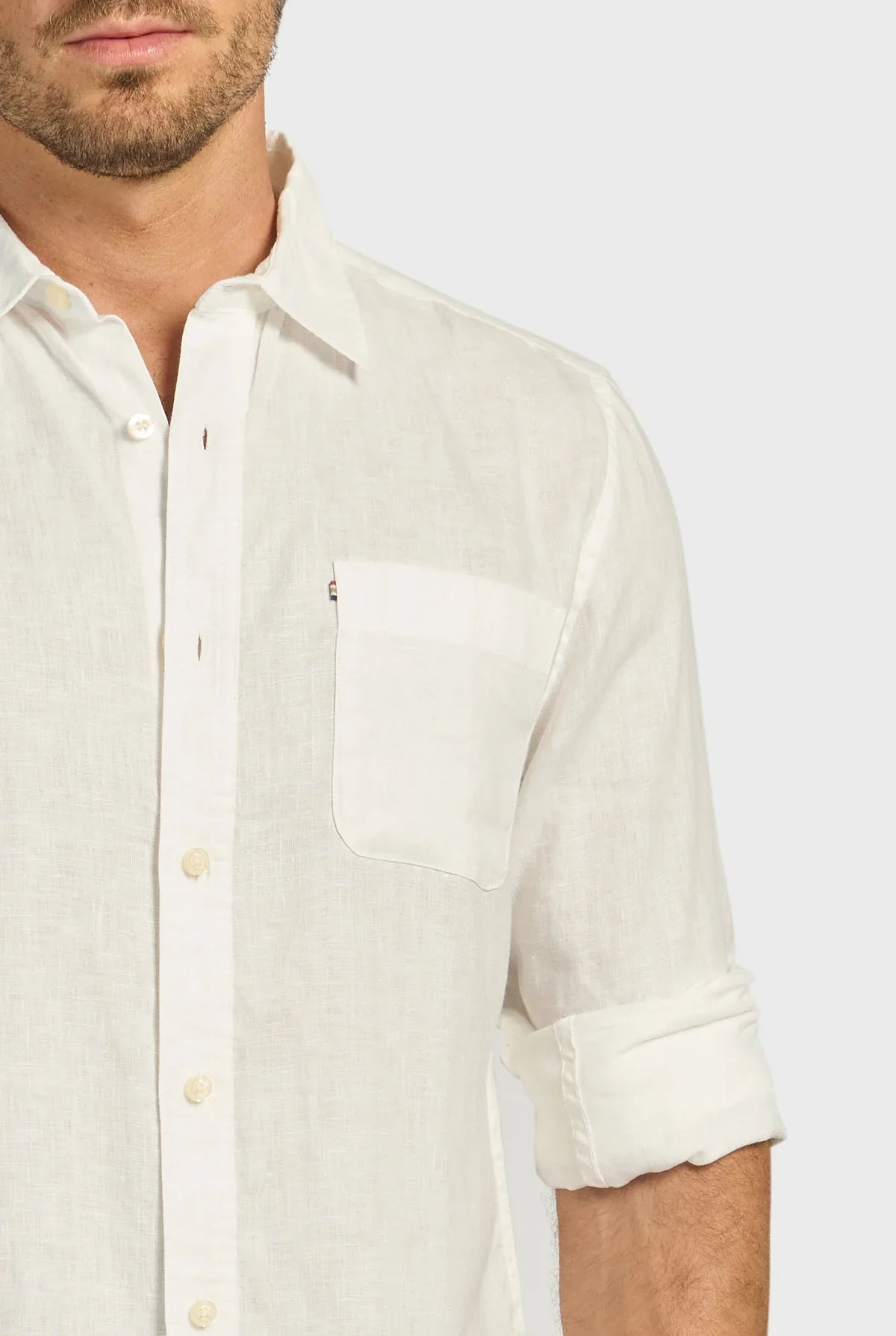 メンズ ハンプトン リネンシャツ - White