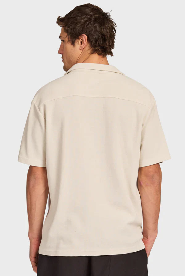 カルロス コットンワッフルシャツ ショートスリーブシャツ - Mist Grey