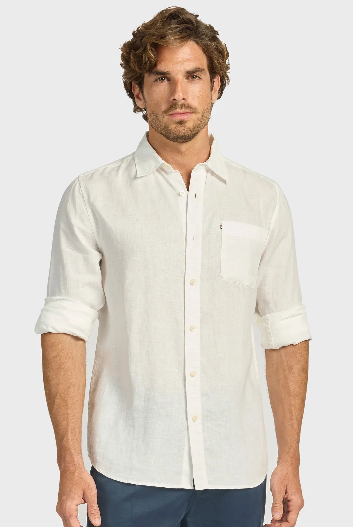 メンズ ハンプトン リネンシャツ - White