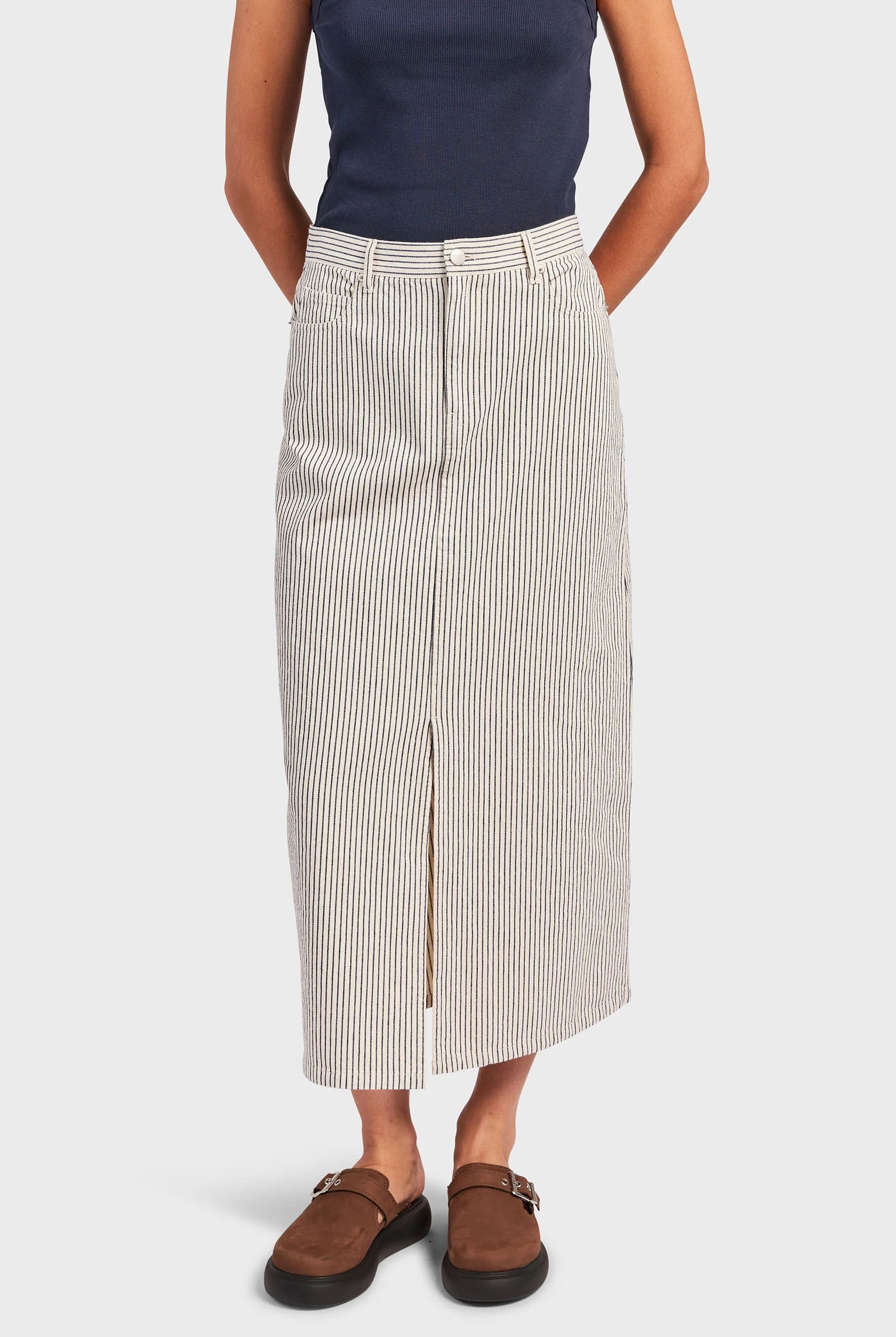 オースティン ストライプスカート - Off White/Navy Stripe