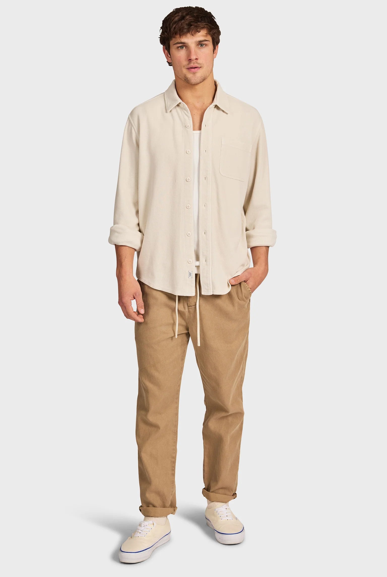 カルロス コットンワッフルシャツ - Mist Grey