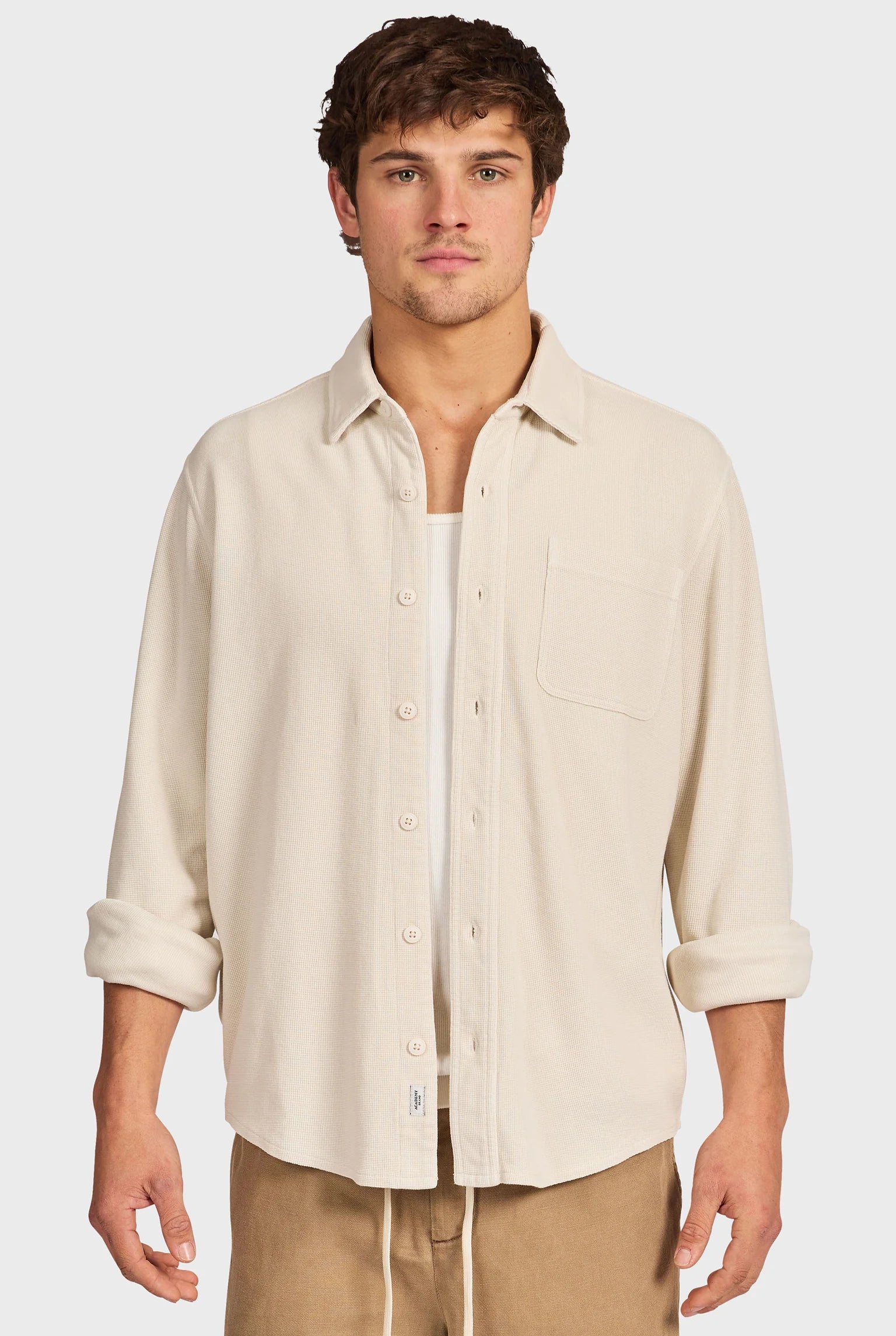 カルロス コットンワッフルシャツ - Mist Grey