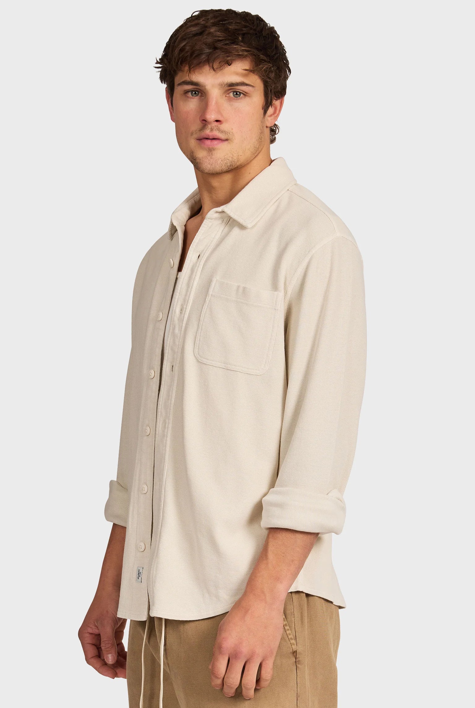 カルロス コットンワッフルシャツ - Mist Grey