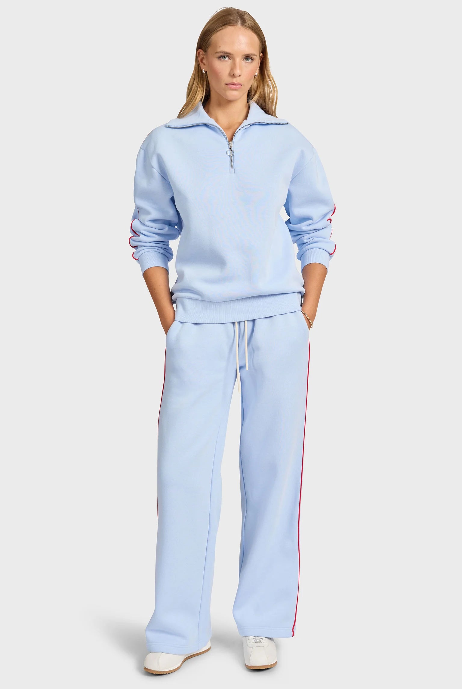 マギー クウォータージップスウェット - Bleach Blue