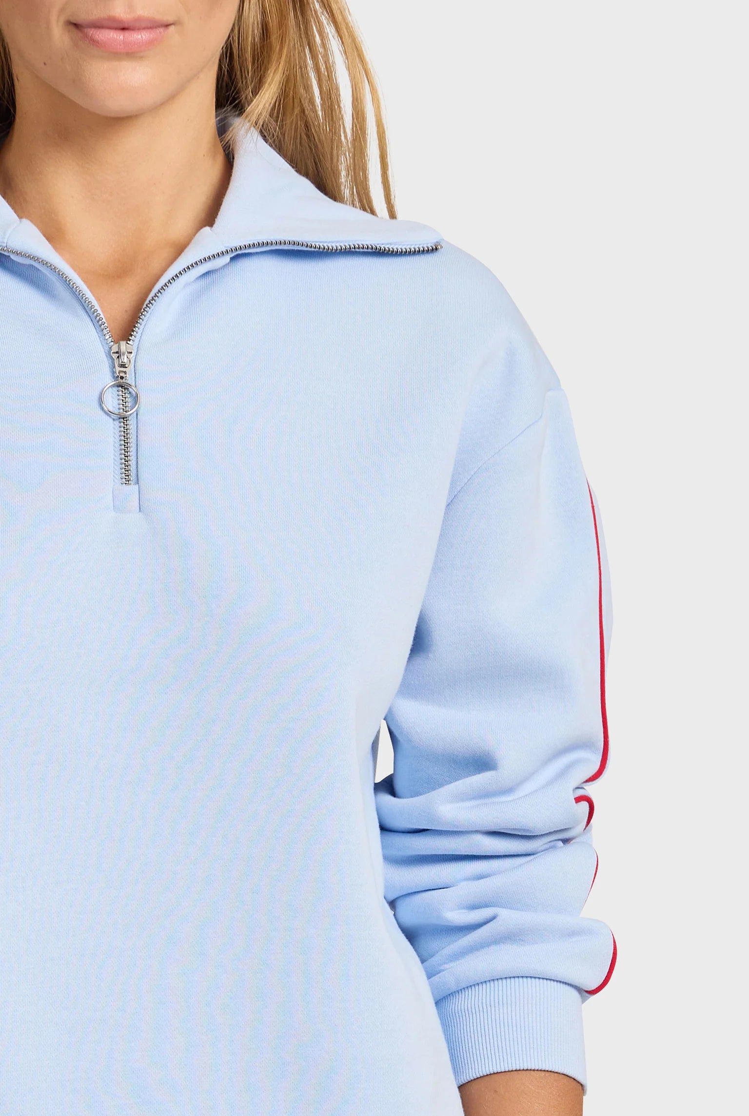 マギー クウォータージップスウェット - Bleach Blue