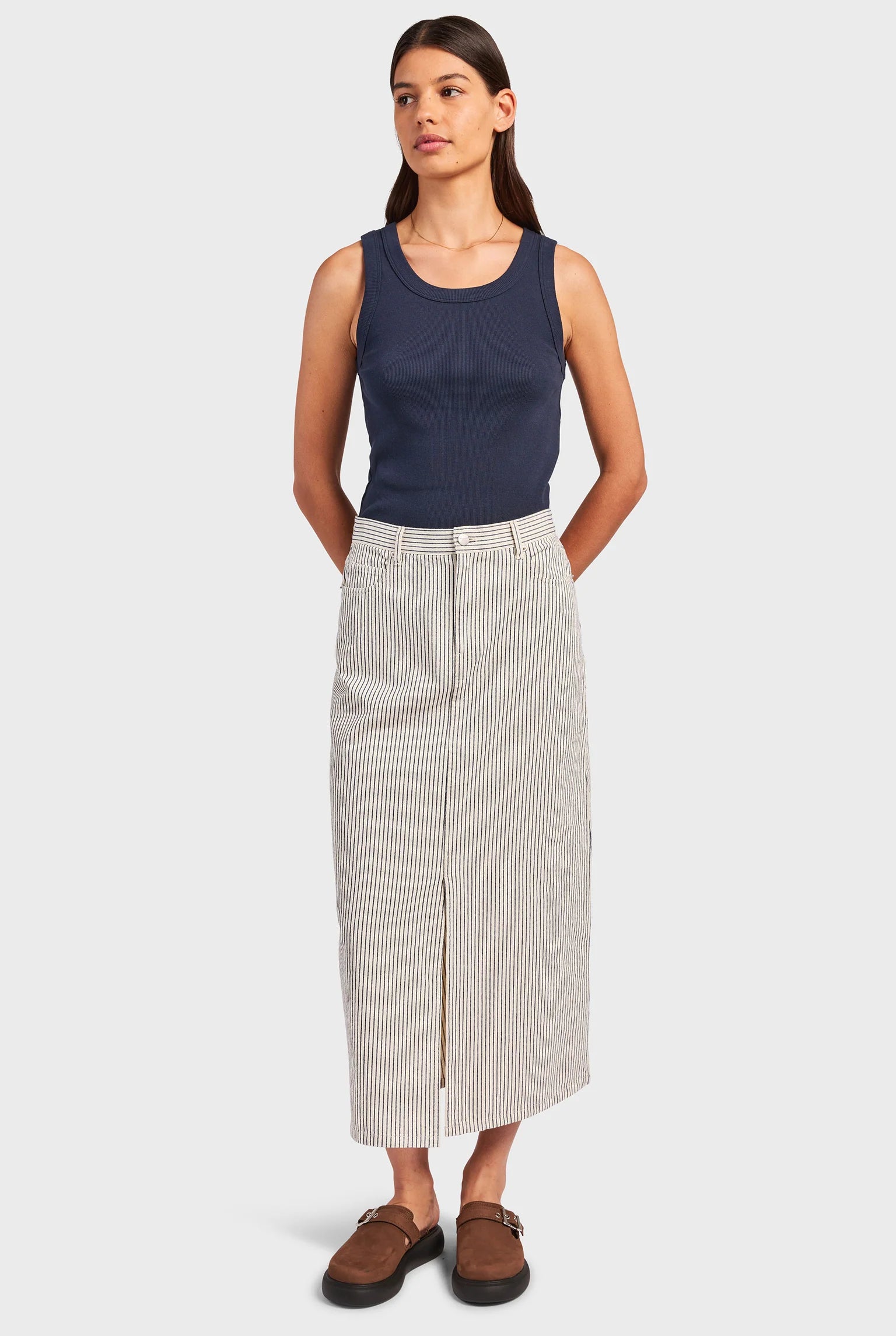 オースティン ストライプスカート - Off White/Navy Stripe