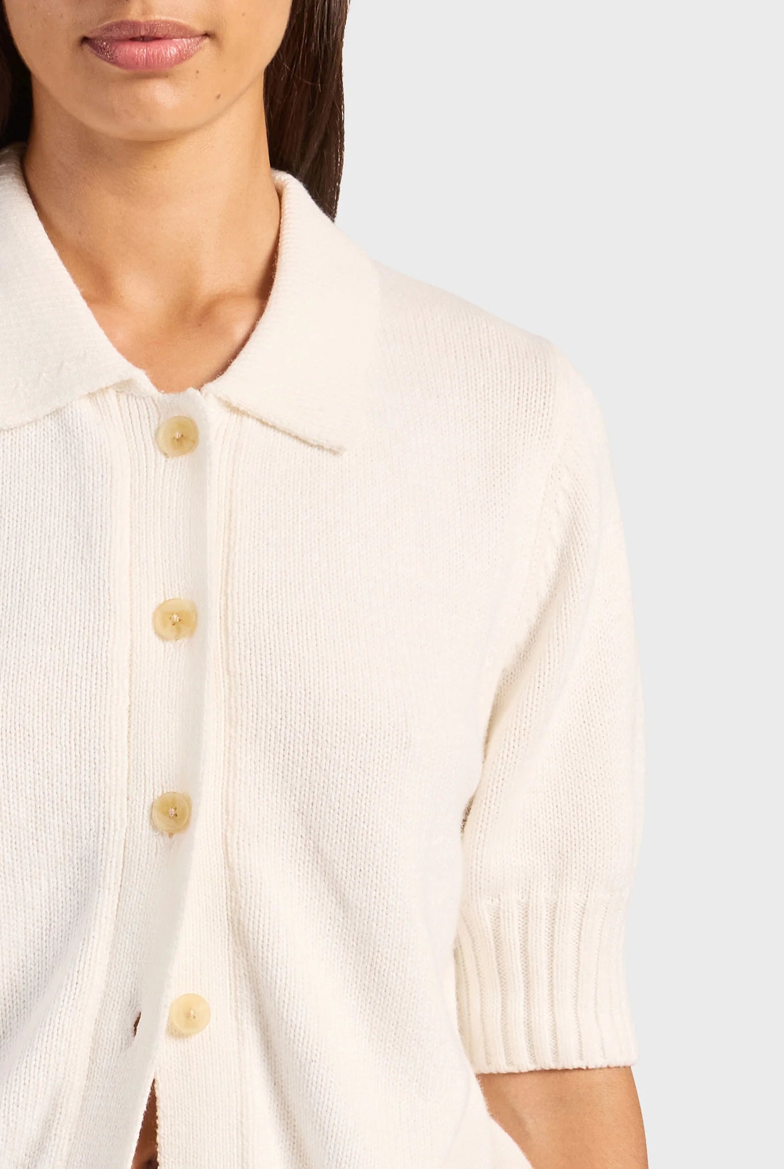 ビリーショートスリーブニットトップ - Silk White