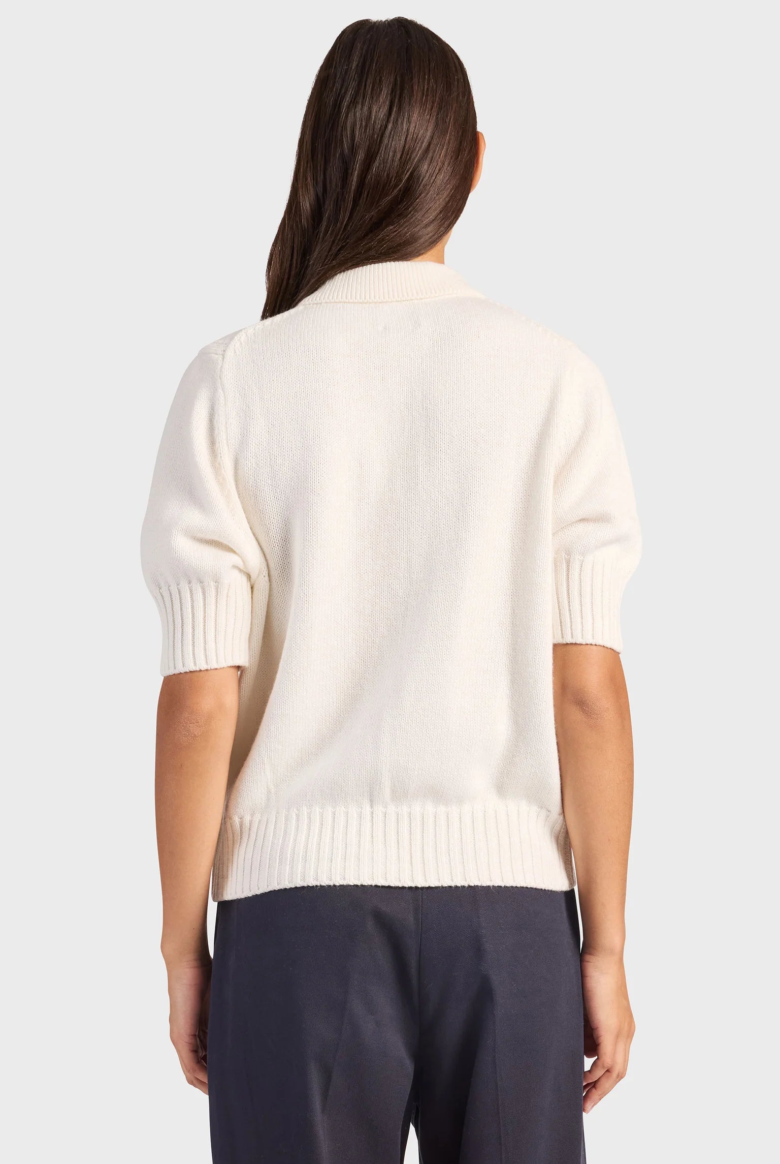 ビリーショートスリーブニットトップ - Silk White