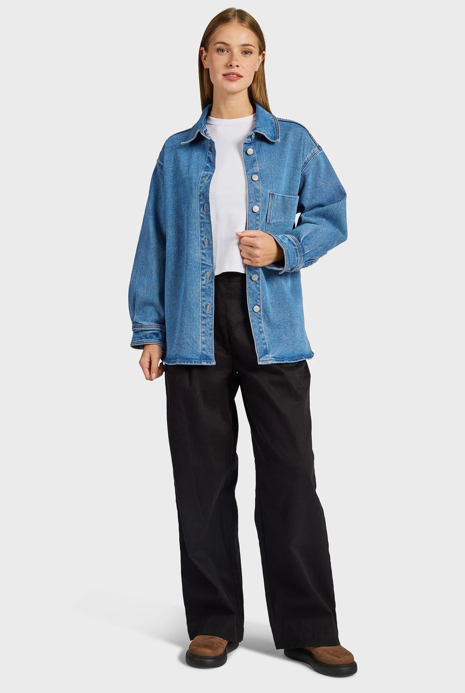 ドロレス デニムオーバーシャツ - Mid Wash