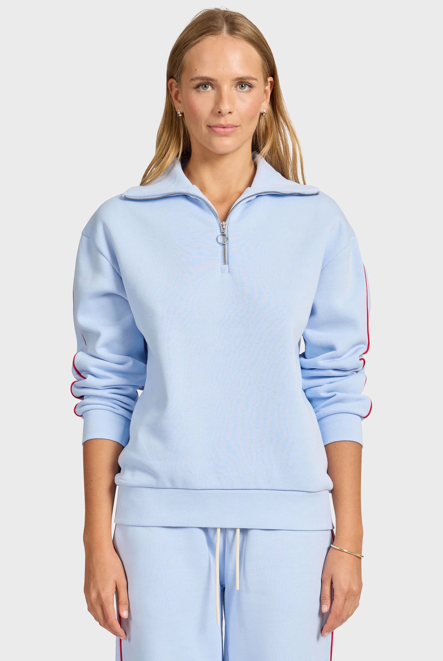 マギー クウォータージップスウェット - Bleach Blue