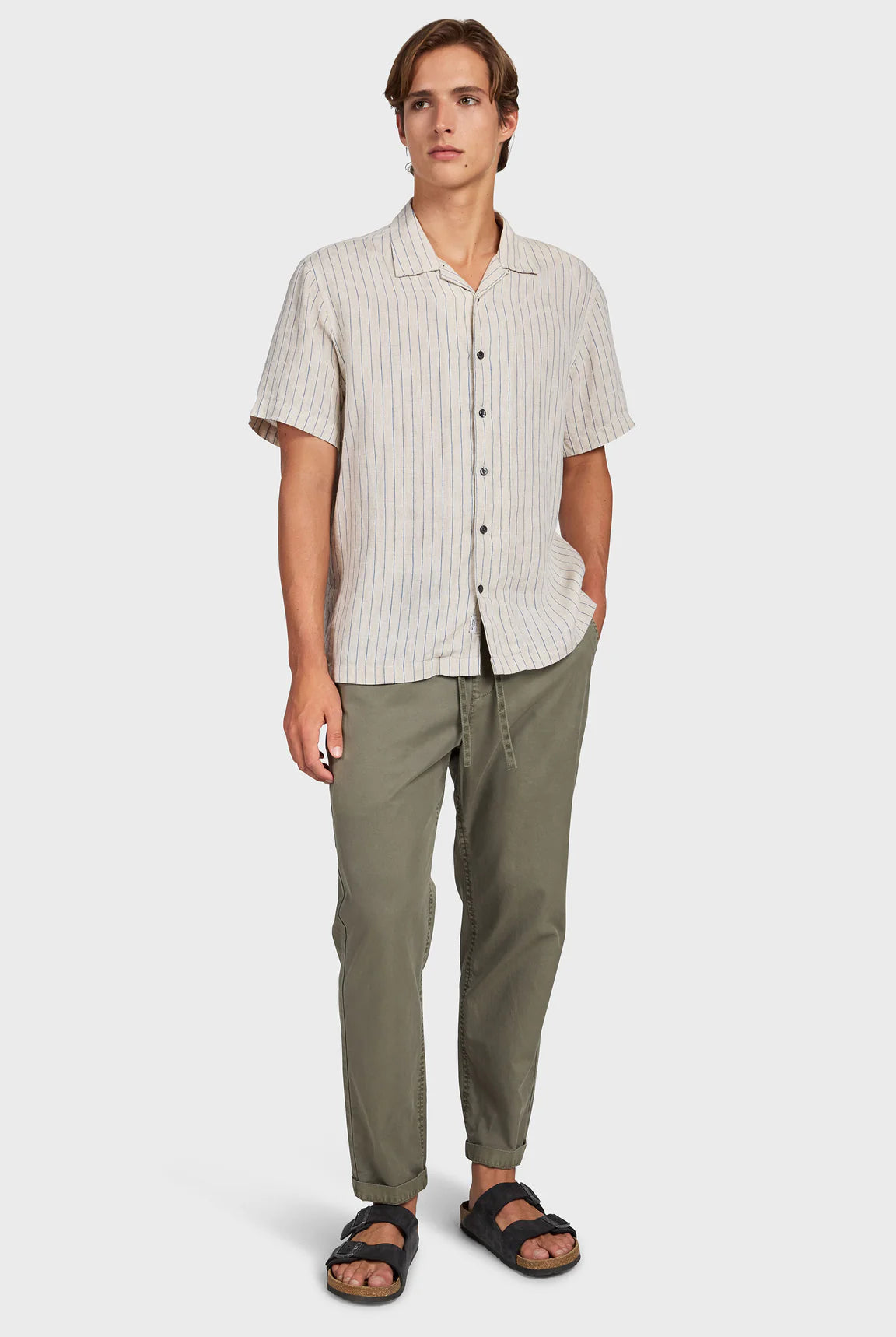 ミックショートスリーブシャツ - Natural Stripe