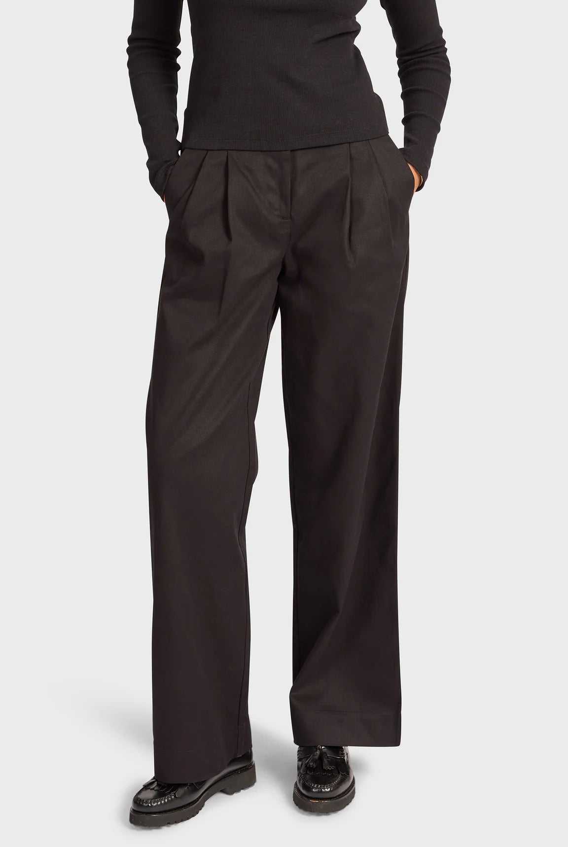モンロープリーテッドパンツ - Black