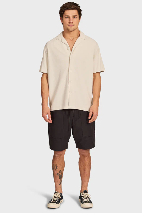 カルロス コットンワッフルシャツ ショートスリーブシャツ - Mist Grey