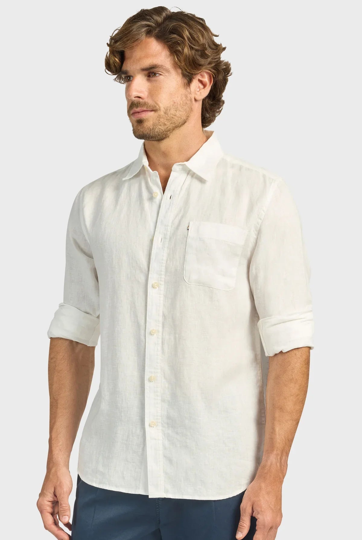 メンズ ハンプトン リネンシャツ - White